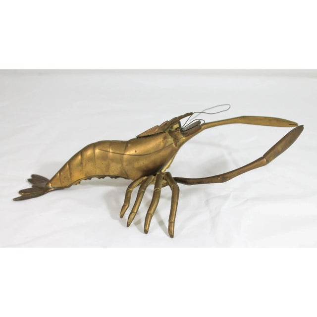 Figurative Vintage Brass Shrimp Wall Art or Decorative Object For Sale - Image 3 of 8