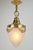 Hollywood Regency Vintage French Brass Ceiling Lamp with Sanded Glass Shade, 1950s For Sale - Image 3 of 13