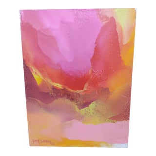 Signed 1992 Acrylic on Canvas "Lava" Abstract Painting, Unframed For Sale