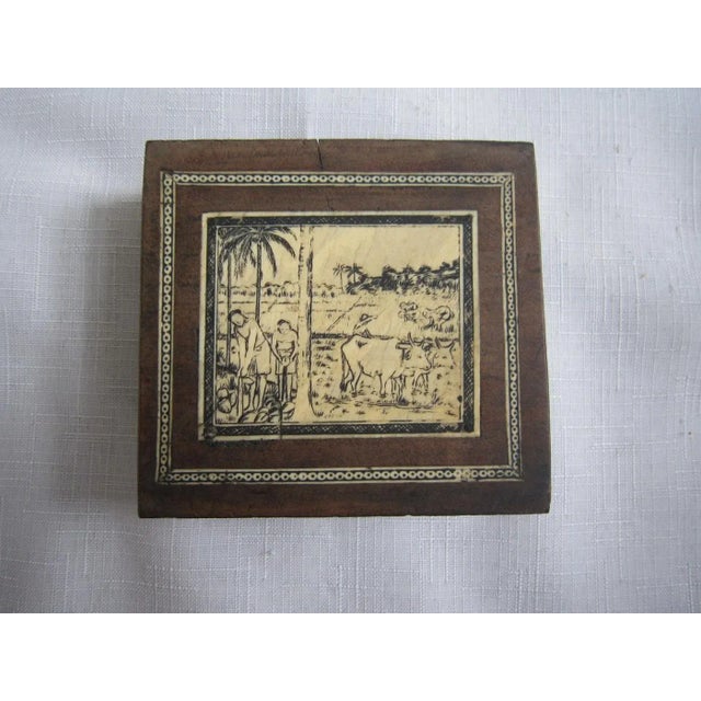 Bone Vintage Faux Scrimshaw Vignettes, S/4 For Sale - Image 7 of 7