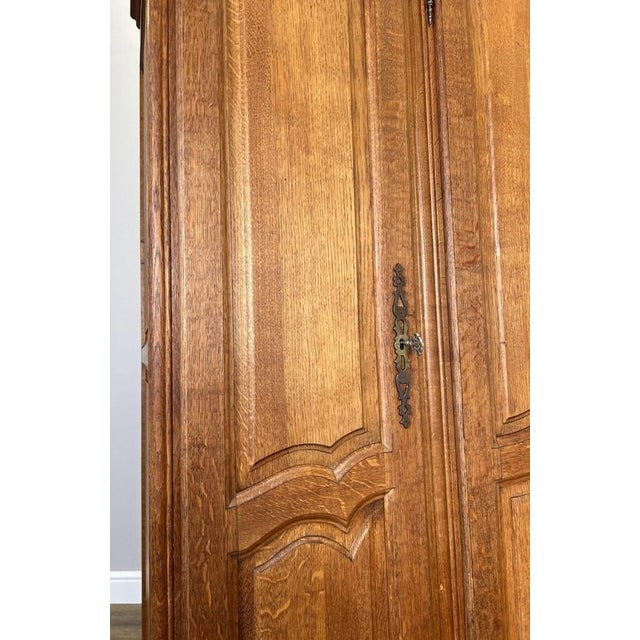 Wood Vintage Louis XVI French Four Door Oak Carved Armoire For Sale - Image 7 of 12