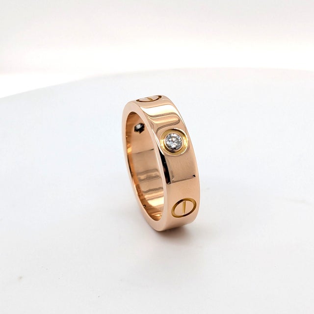 Cartier Cartier "Love" Ring With Three Diamonds in 18k Rose Gold - Size 7.5 For Sale - Image 4 of 8
