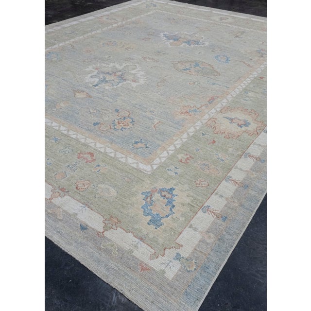 Turkish Turkish Oushak Rug 12' x 15'2" For Sale - Image 3 of 8