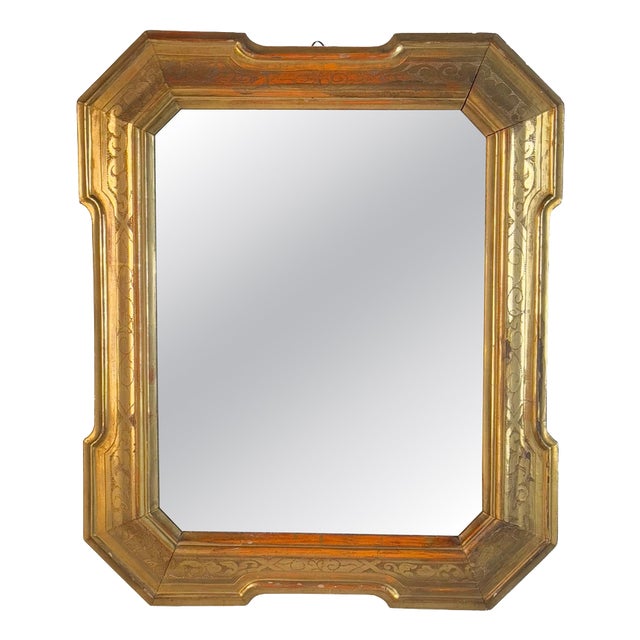 Large Giltwood Tray Mirror with Engraved and Eglomisé Decoration, Italy, 1890s For Sale
