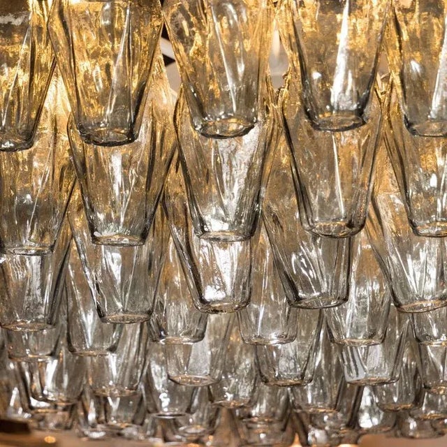 Early 20th Century Modernist Handblown Murano Polyhedral Chandelier in Smoked Pewter For Sale - Image 5 of 8