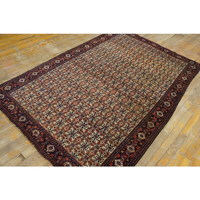 Traditional Ivory Background Color Allover-Floral Design Persian Senneh Carpet on Silk Warp Foundation. For Sale In New York - Image 6 of 8