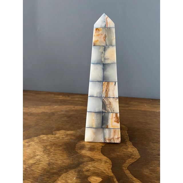 1970s Large Decorative Vintage Onyx Obelisk For Sale - Image 4 of 8
