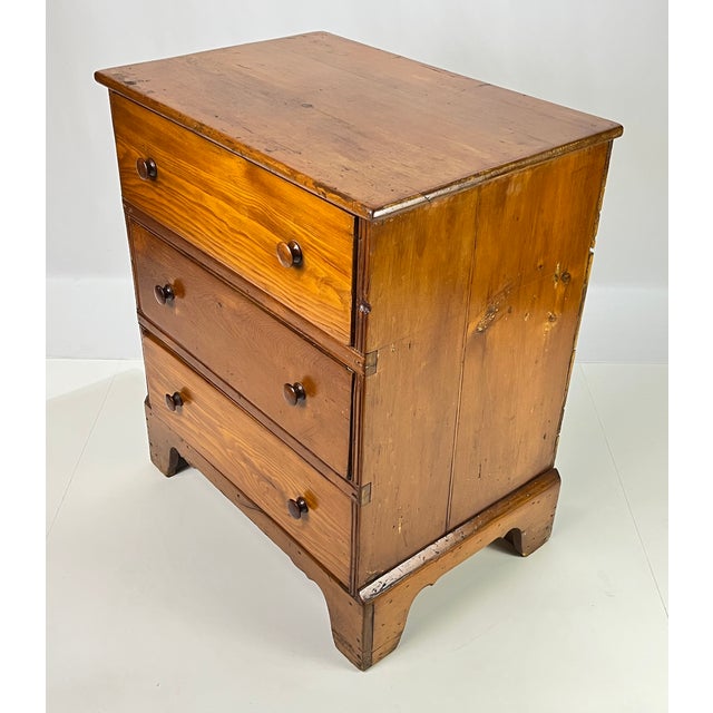 Wood 19th Century Antique Pine Three-Drawer Chest For Sale - Image 7 of 17