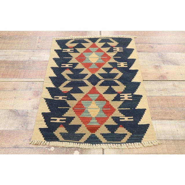 Textile Vintage Persian Shiraz Kilim Rug - 02'00 X 02'11 For Sale - Image 7 of 9