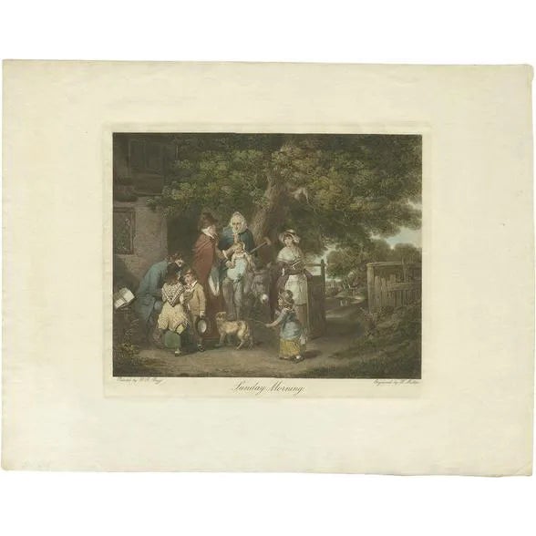 Mutter after W.R. Bigg, Village Scenery with Grandmother on a Donkey, 1800, Print For Sale