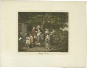 Mutter after W.R. Bigg, Village Scenery with Grandmother on a Donkey, 1800, Print