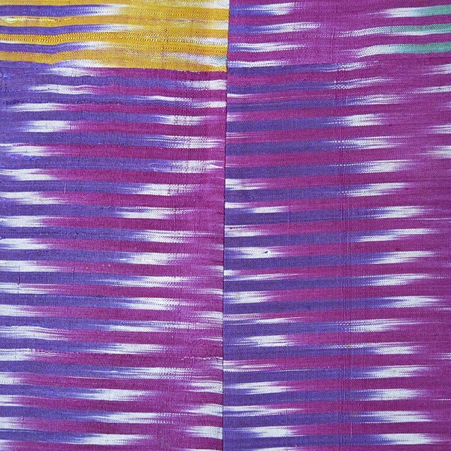 Antique Central Asian Silk Ikat Adras Fragment From Bukhara, Uzbekistan For Sale - Image 4 of 5