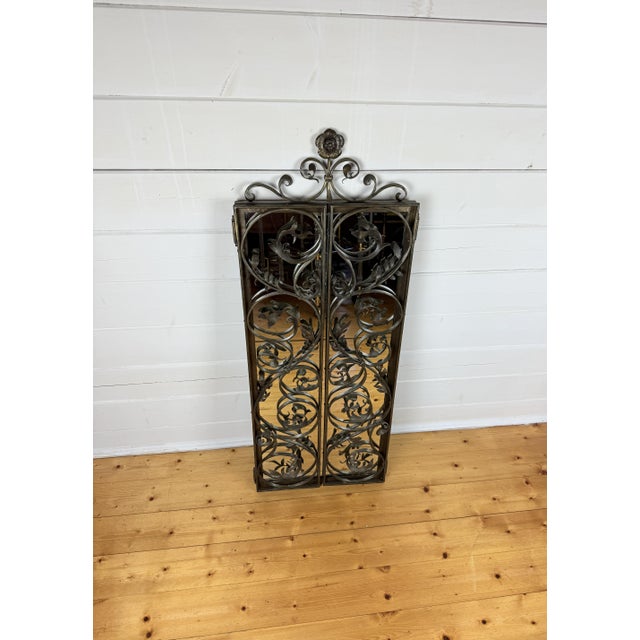 Antique Brass Wall Mirror with Ornate Hinged Doors, 1950s For Sale - Image 4 of 11