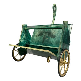 Italian Lacquered Goatskin Swan Bar Cart attributed to Aldo Tura, 1960s For Sale