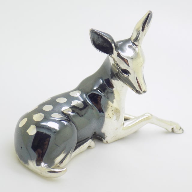 Silver Vintage Italian Sterling Silver 925 Lying Fawn Deer Figurine from Saturno, Arezzo, 1990s For Sale - Image 8 of 14