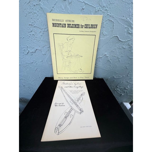 Vintage Handmade Hourglass Mountain Dulcimer With Heart Cutouts & Music Books For Sale - Image 11 of 12