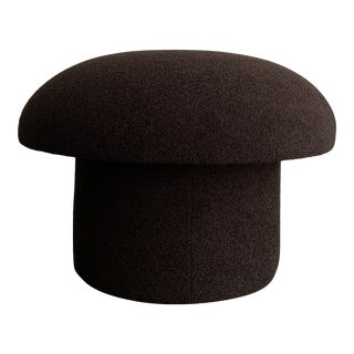 Mushroom Ottoman in Brown Boucle For Sale