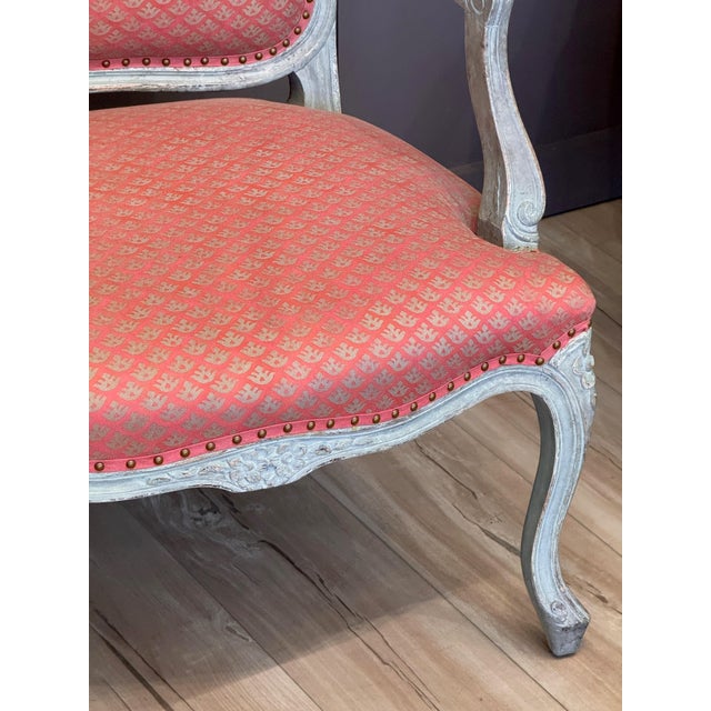 Pair of Late 18th C. French Fauteuils in Fortuny Fabric For Sale - Image 11 of 14