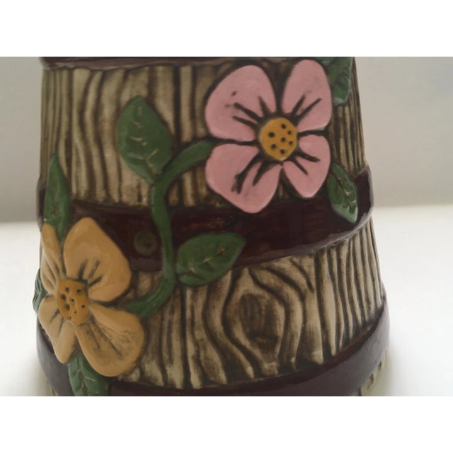 Mid 20th Century Vintage Mid 20th Century Floral Faux Churn Cookie Jar For Sale - Image 5 of 10