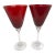 Vintage Elegant Ruby Red Fluted Wine Goblets With Crystal Clear Stems - A Pair For Sale