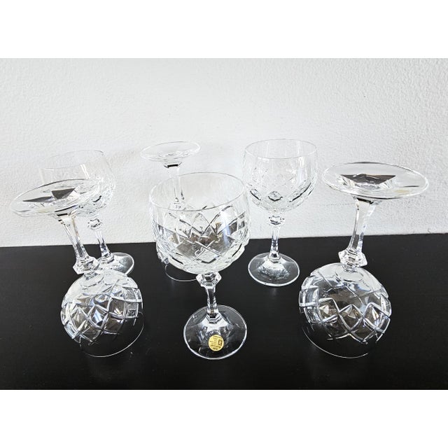 Elevate your dining experience or bar collection with this stunning set of six (6) vintage crystal wine goblets/water...