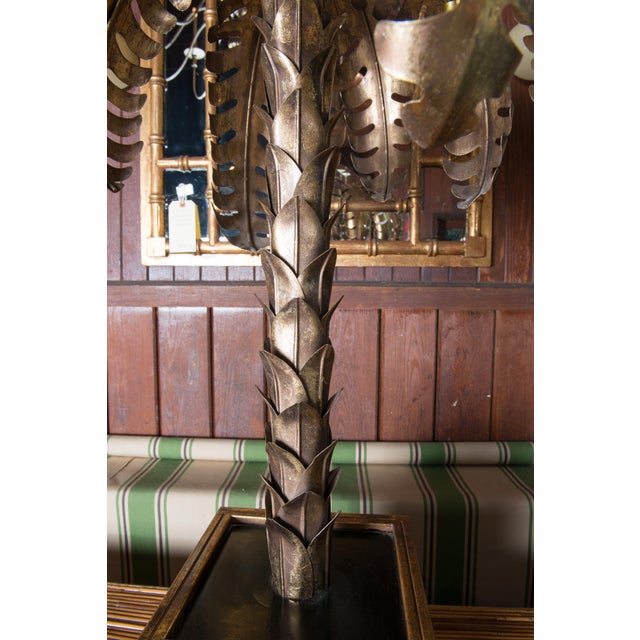 Brown 20th Century Brass Palm Tree Table Lamp in Maison Jansen Style For Sale - Image 8 of 13