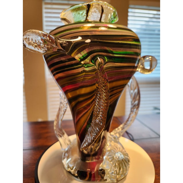 Mid 20th Century Vintage Murano Ribbon Art Glass Trumpet Vase – Jico Import, C. 1970s For Sale - Image 5 of 9