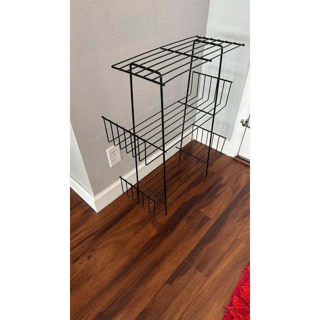 Mid Century Modern Wire Metal Plant Storage Shelving Rack For Sale - Image 4 of 6