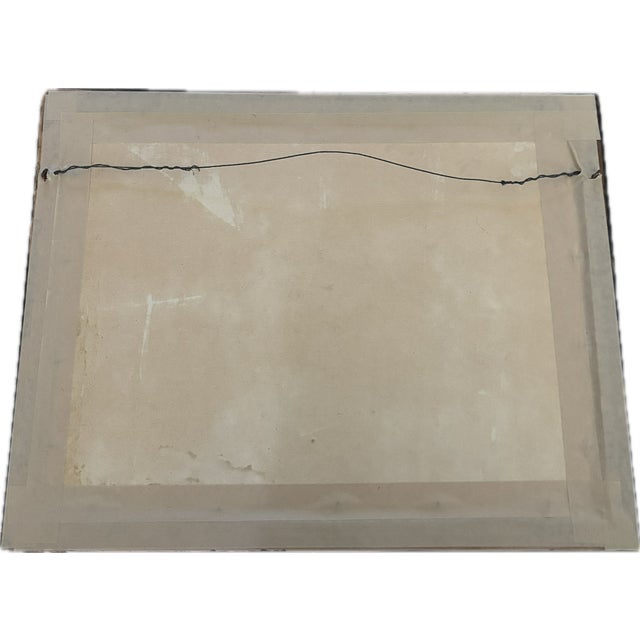 Vintage mid-century lithograph after Currier & Ives’ “Midnight Race on the Mississippi,” depicting two steamboats racing...