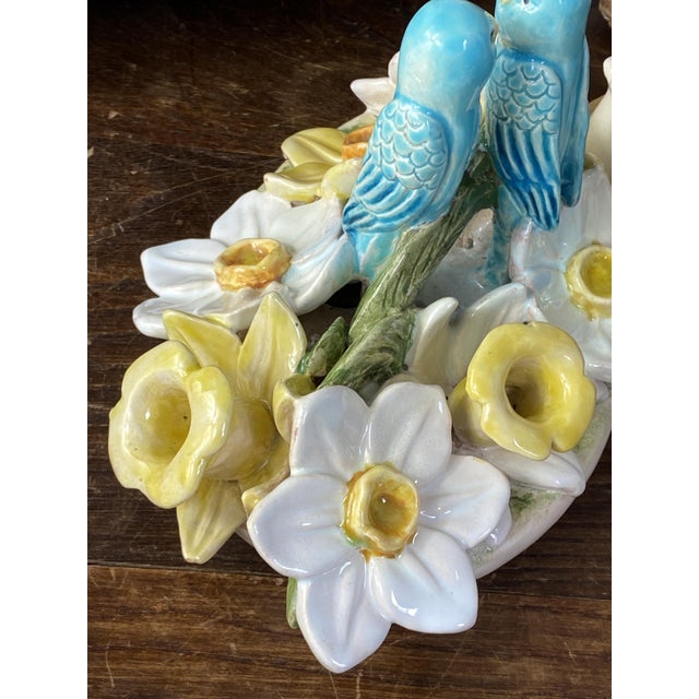 Earthenware Centerpiece and Two Candlesticks, 1950s, Set of 3 For Sale - Image 6 of 18