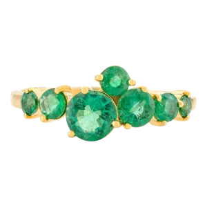 14k Gold Round Cut Emerald Cluster Ring Size 7