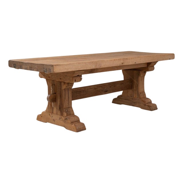 20th Century French Oak Trestle Dining Table For Sale