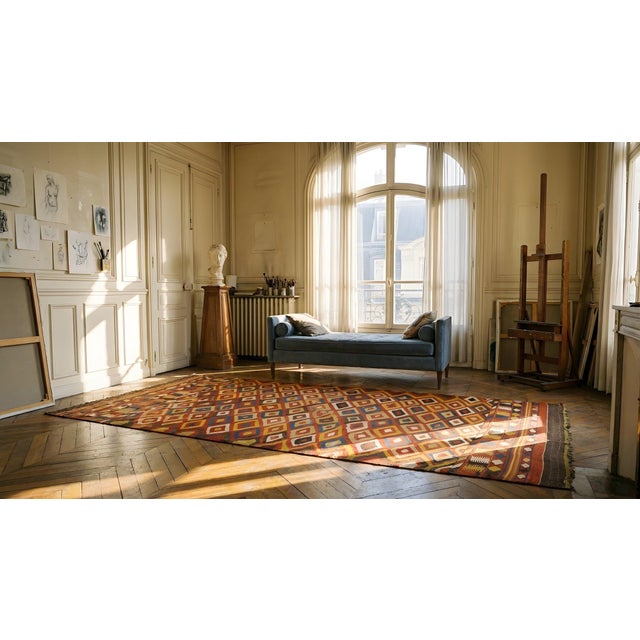 19th Century Afghan Maimana Flat-Weave Carpet For Sale - Image 13 of 15
