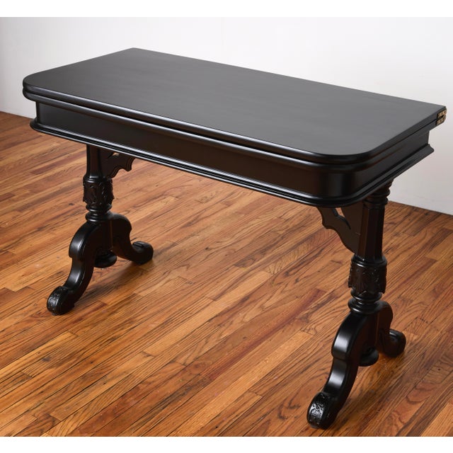 An exquisite 19th-century Victorian game table, masterfully restored and reimagined for modern living. Crafted from solid...