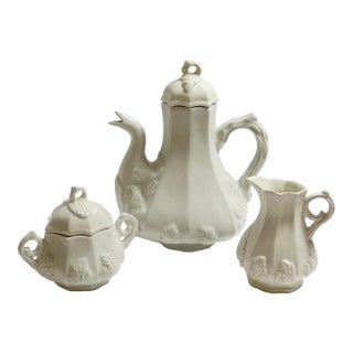 Mid 20th Century Red-Cliff White Ironstone 3-Piece Coffee & Tea Service Set For Sale