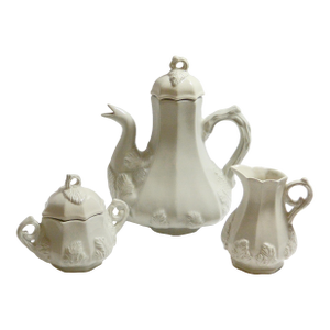 Mid 20th Century Red-Cliff White Ironstone 3-Piece Coffee & Tea Service Set