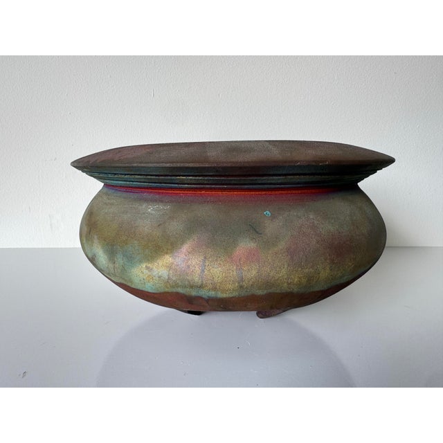 Mid-Century Modern 1980’s Vintage Art Raku Studio Pottery Vase / Vessel – Unsigned For Sale - Image 3 of 12