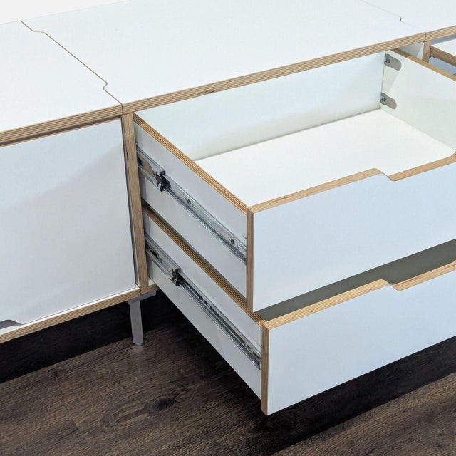 Wood Scandinavian Designs White Cabinet With Storage For Sale - Image 7 of 9