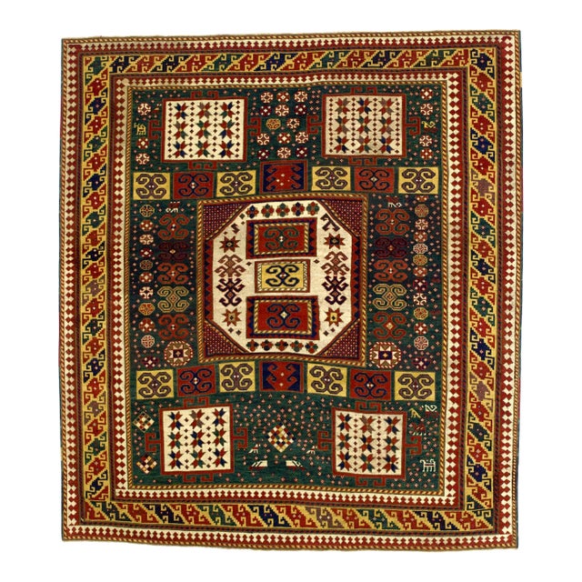 Antique Caucasian Karachov Kazak Rug 6’4” X 7’0" For Sale