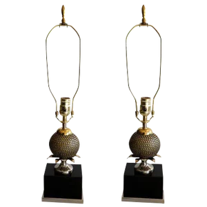 1950s Mid-Century Modern Maison Charles Pomegranas Table Lamps - a Pair