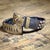A characterful parisien canine collar, likely late 19th century, made from substantial black leather with triple rows of...