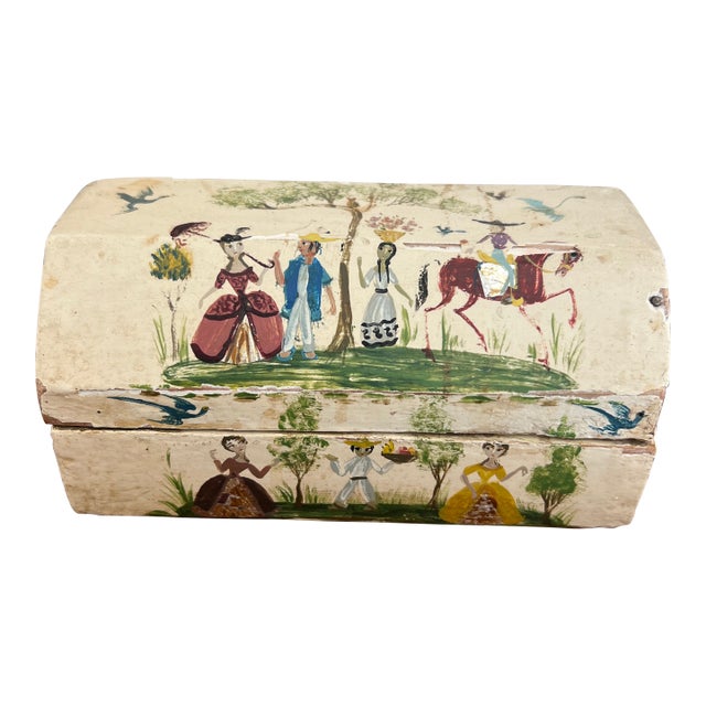 Vintage Artist Signed Salvador Corona Mexican Folk Art Box For Sale