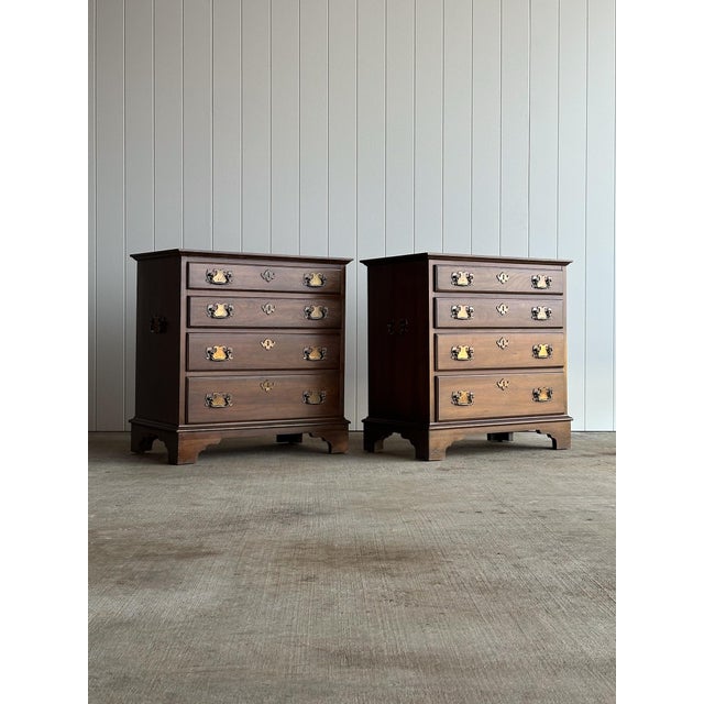 Late 20th Century Georgian Cherry Bachelor Chests, Pair For Sale - Image 10 of 17