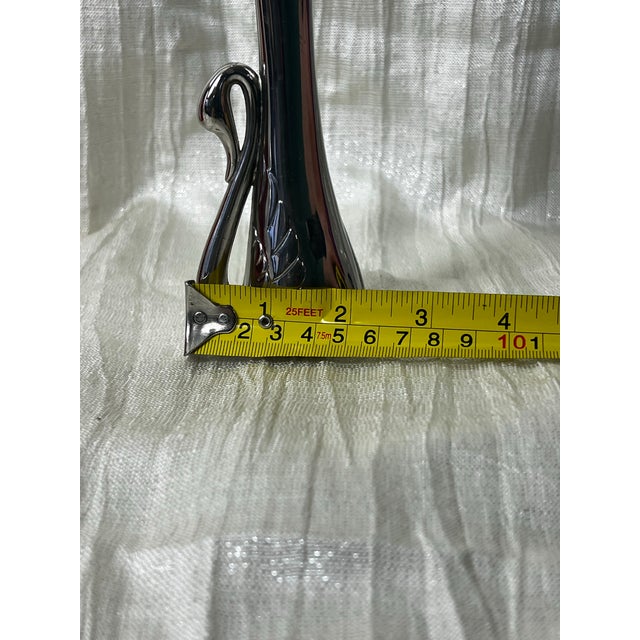 Vintage Hollywood Regency Chrome Swan Bud Vase, Sculptural Mid-Century Decor For Sale In Portland, OR - Image 6 of 10