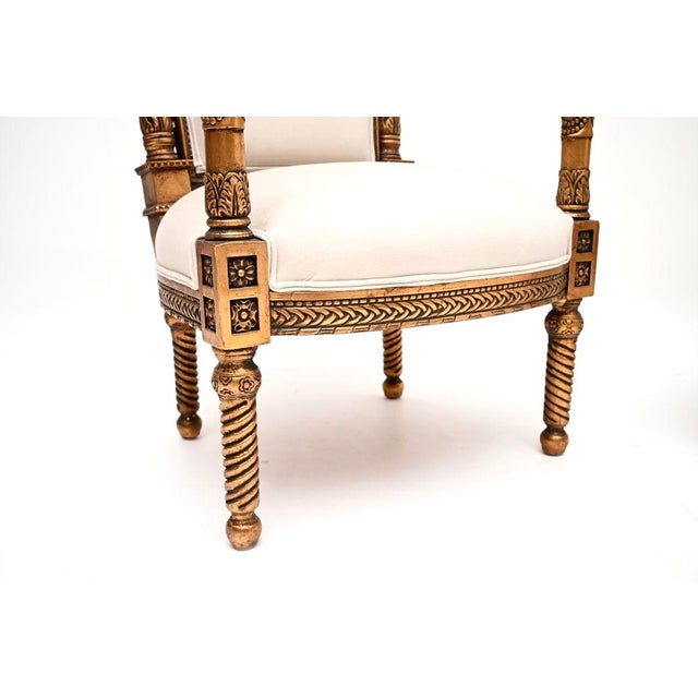 Vintage French Louis Style Carved Gilt Wood Armchairs, 1930, Set of 2 For Sale - Image 9 of 11