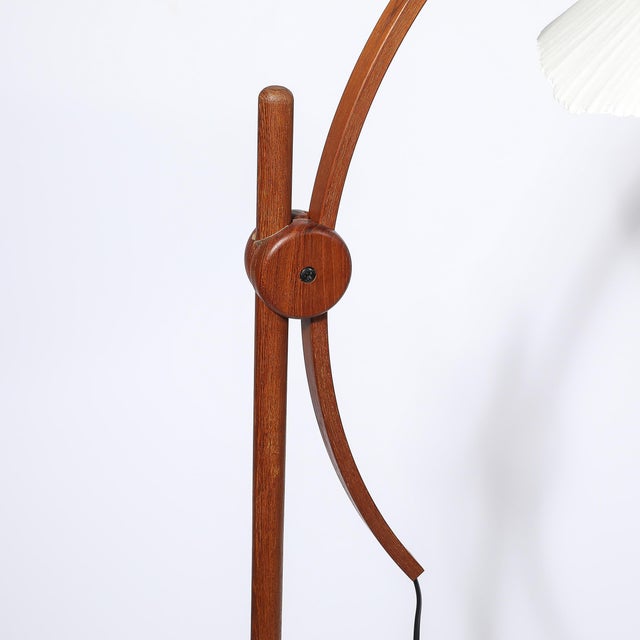 Mid-Century Sculptural Teak Adjustable Floor Lamp W/ Custom Archival Paper Shade For Sale - Image 12 of 16