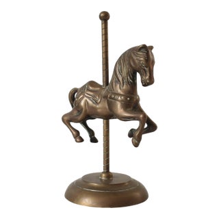 Vintage Solid Brass Carousel Horse Figurine For Sale