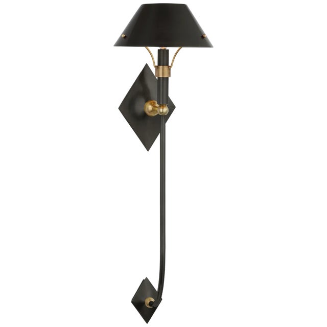 Turlington XL Sconce in Bronze and Hand-Rubbed Antique Brass with Bronze Shade Designer: Thomas O'Brien Height: 30"...