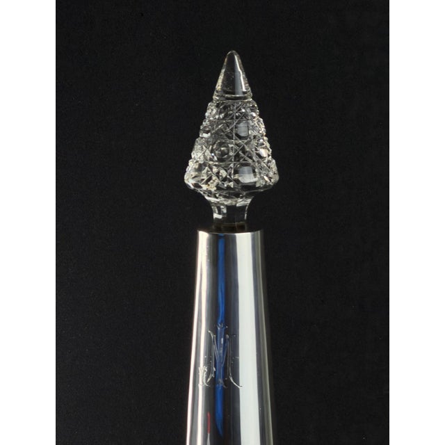 German Brilliant Cut Crystal Decanter with Sterling Silver 925 Collar, 1920s For Sale - Image 3 of 12