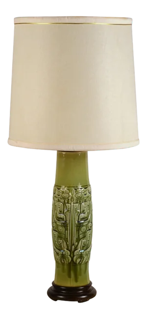 Mayan Inspired Ceramic Lamp with Original Shade